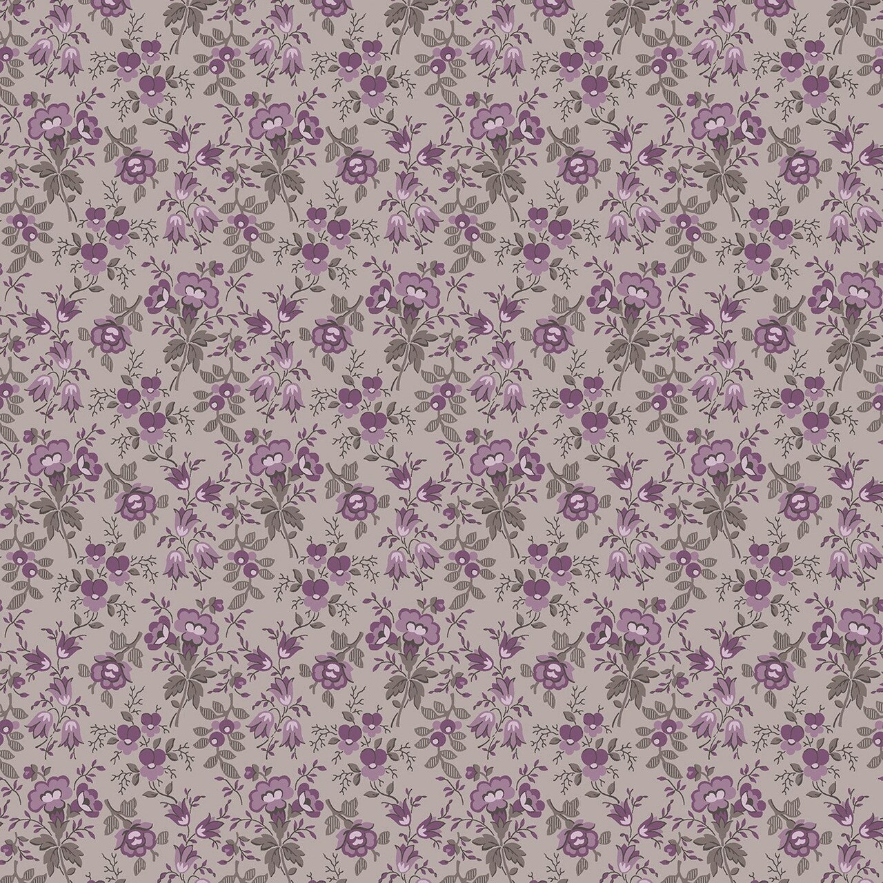 Fabric Wilmington Gray Small Floral Blackberry Bramble by the Quarter Yard 98761-969